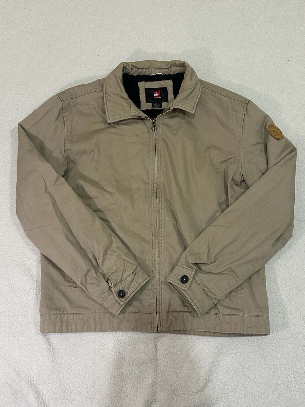 Quiksilver Men's Sherpa Lined Canvas Jacket Tan Size XL